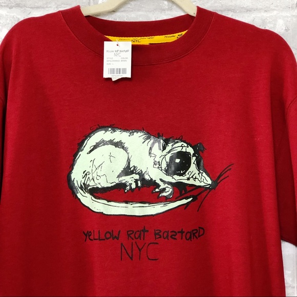 VINTAGE YELLOW RAT BASTARD NYC Men’s Rusty Red Rat Graphic Glow in the Dark Tee - Picture 3 of 16